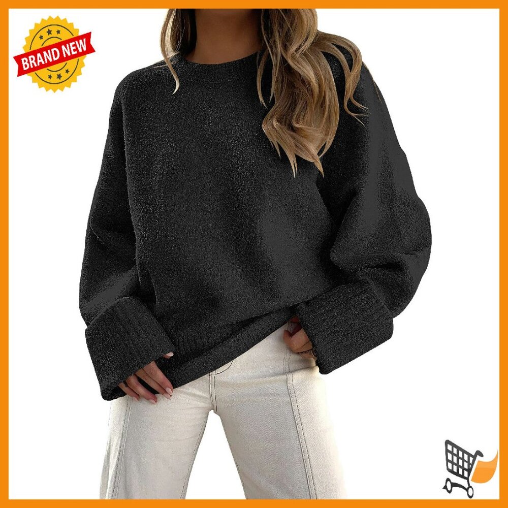 Oversized Fuzzy Knit Pullover Sweater Women's Chunky Long Sleeve
